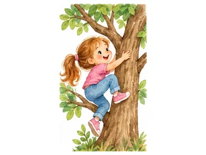 a girl climbing a tree