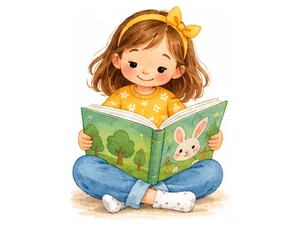 a girl reading a book