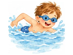 a boy swimming