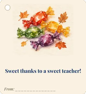 Бирка на подарок учителю: Sweet thanks to a sweet teacher!