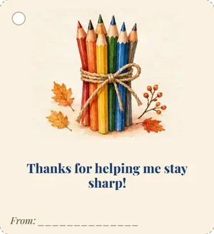 Бирка на подарок учителю: Thanks for helping me stay sharp!
