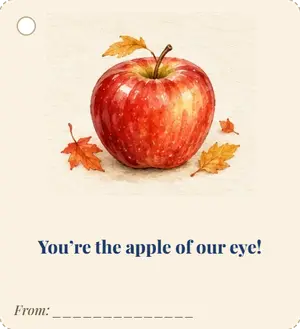 Бирка на подарок учителю: You’re the apple of our eye!