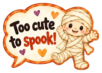 Речевое облачко «Too cute to spook!»