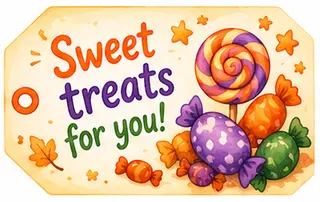 Бирка на угощение: Sweet treats for you!