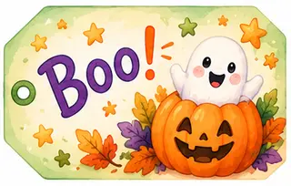 Бирка на угощение: Boo!