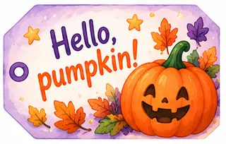 Бирка на угощение: Hello, pumpkin!