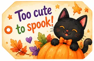 Бирка на угощение: Too cute to spook!