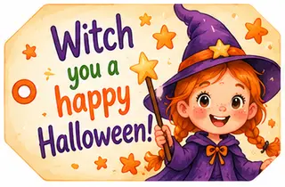 Бирка на угощение: Witch you a happy Halloween!