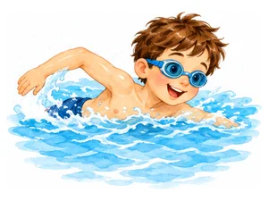 a boy swimming
