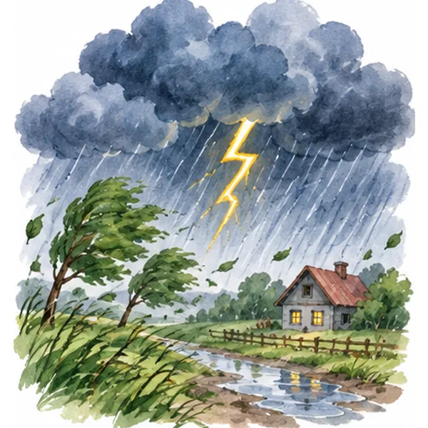 a storm with lightning